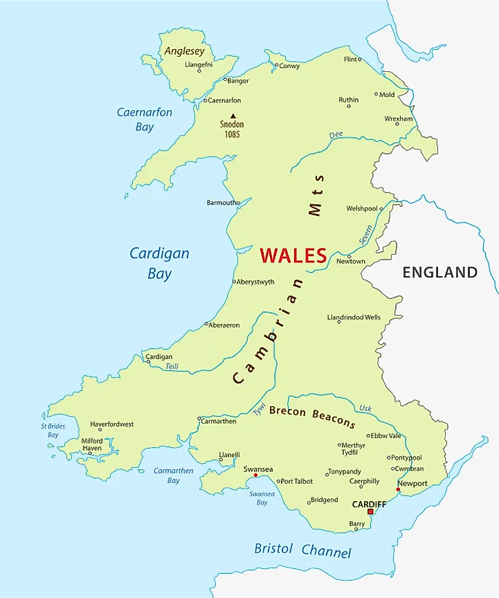 Map showing the location of the Caernarfon Bay.