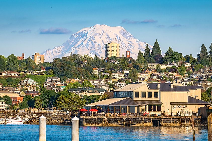 View of Mt. Rainier from Tacoma, Washington.