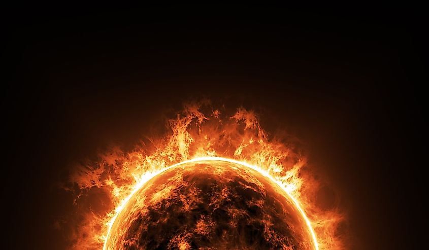 A big sun surface with solar flares