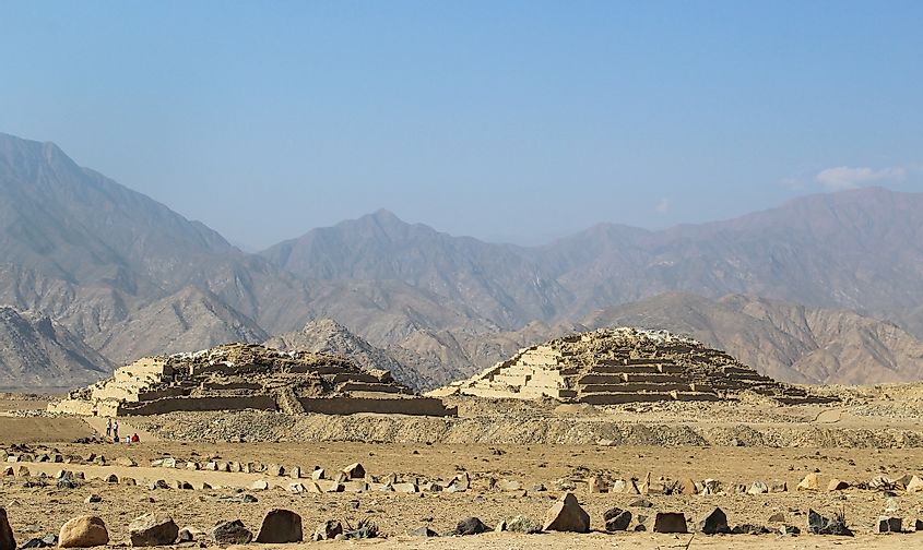 Ancient pyramids in the lost city of Caral Supe Peru