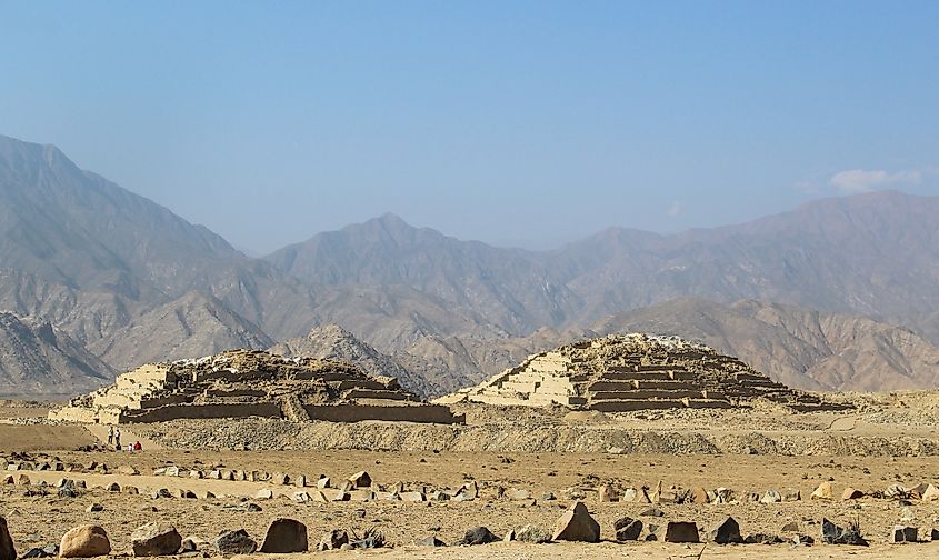 Ancient pyramids in the lost city of Caral Supe Peru