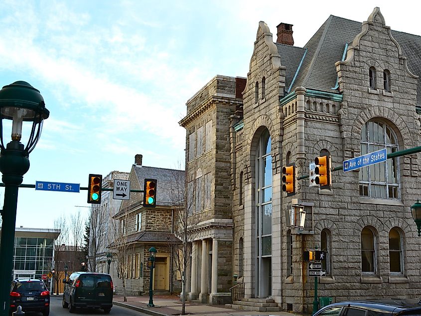 Downtown Chester at 5th and Avenue of the States in Pennsylvania