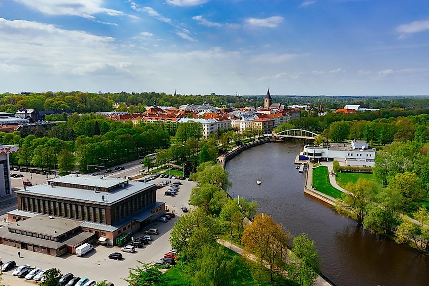 Springtime cityscape of Tartu town