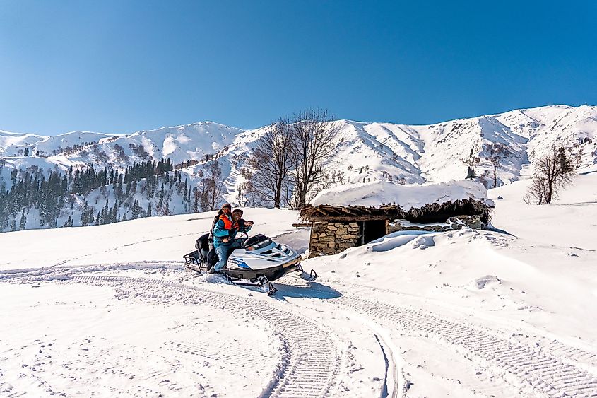 Snowmobile in Gulmarg.