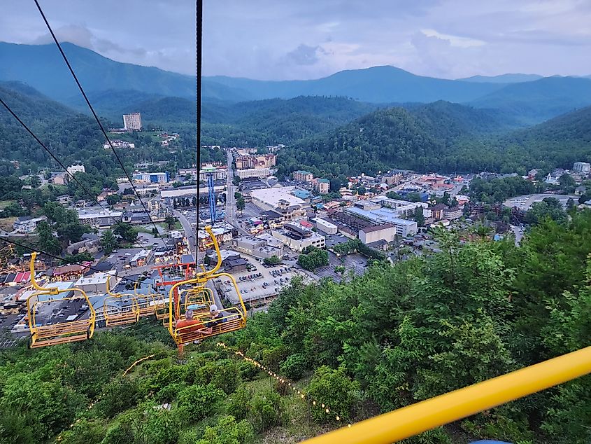 Aerial view of Gatlinburg, Tennessee.