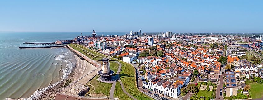 Aerial panorama from the historical town Vlissingen in Zeeland the Netherlands