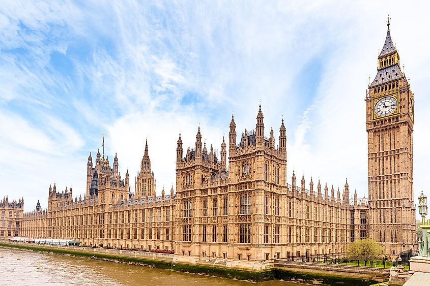 A view of the Houses of Parliment across the river Thames