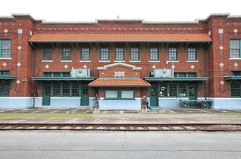 Train station building in Hugo, Oklahoma