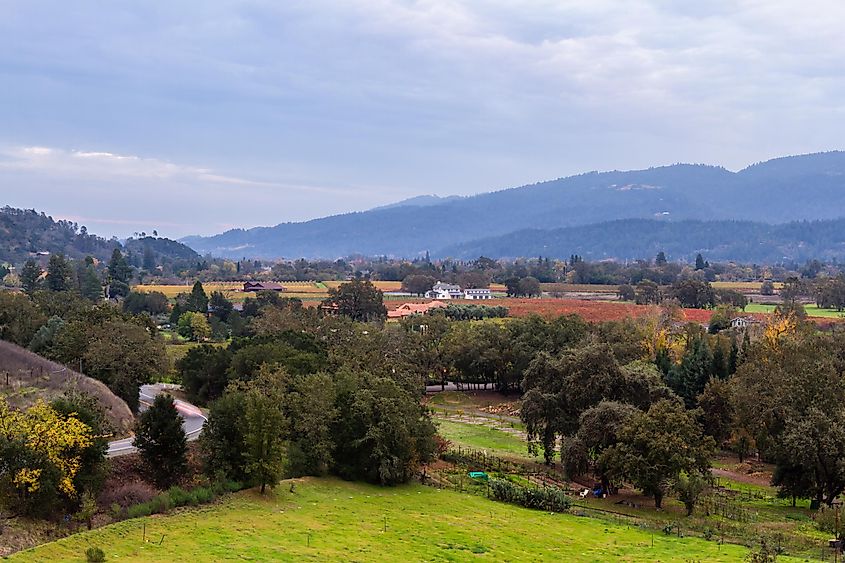 View of Calistoga in autumn, California