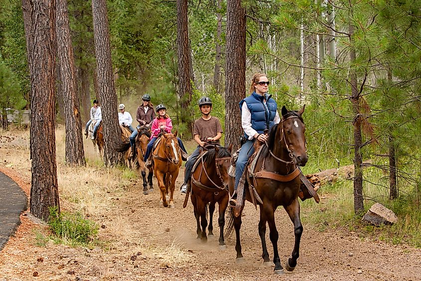 Horse-riding at the Black Butte Ranch near Sisters, Oregon