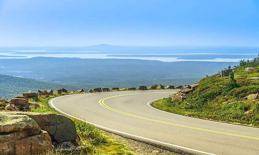 Cadillac Mountain drive in Acadia National Park, Maine.