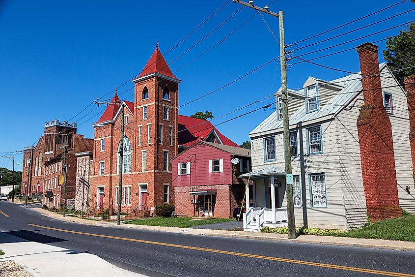 Buildings in Staunton, Virginia on a summer day