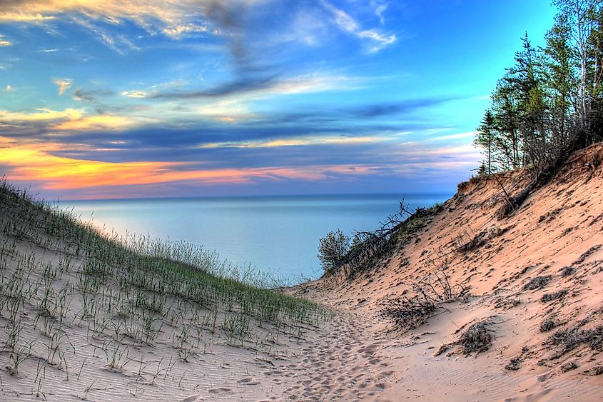 The dunes and clear water of Lake Superior along Pictured Rocks National Lakeshore.