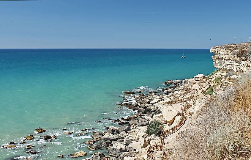 Trail along the Caspian Sea in Aktau, Kazakhstan