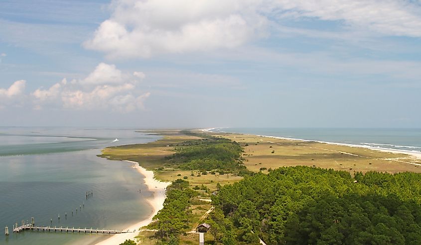 Aerial view of the Cape Lookout National Seashore, Outer Banks, North Carolina