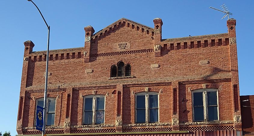 Front view of a vintage building in Salmon, Idaho.