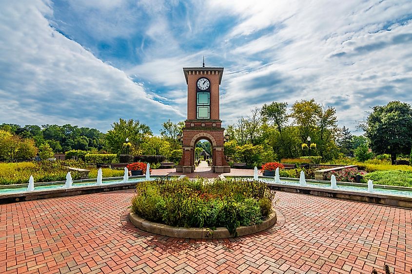 View of the Clock Tower in Algonquin, Illinois, USA.