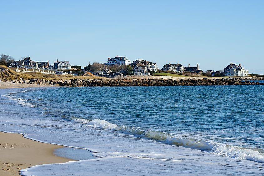 Waterfront houses in Westerly, Rhode Island.