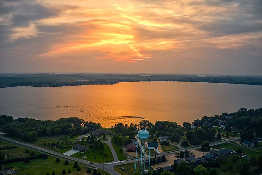 Aerial view of Lake Kampeska near Watertown, South Dakota