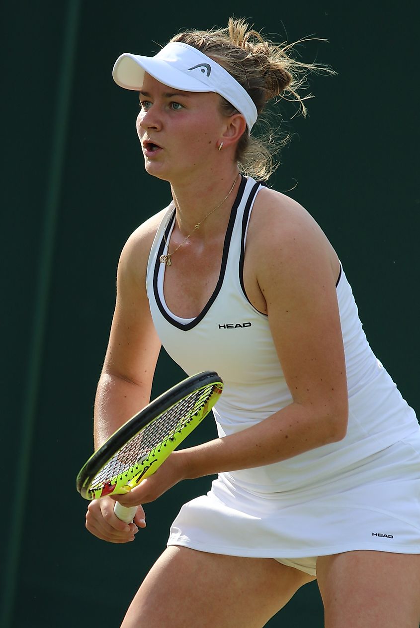 Krejčíková at the 2017 Wimbledon Championships. In Wikipedia. https://en.wikipedia.org/wiki/Barbora_Krej%C4%8D%C3%ADkov%C3%A1 Citation By si.robi - Krejcikova WM17 (5), CC BY-SA 2.0, https://commons.wikimedia.org/w/index.php?curid=61326837