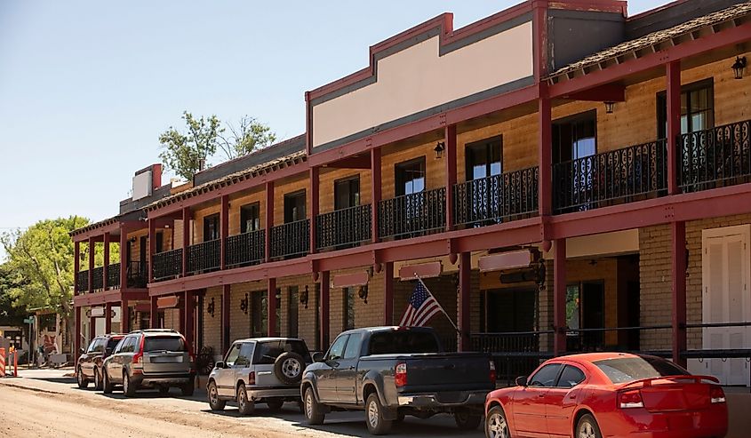  Afternoon sunlight shines on the historic downtown core of Patagonia.