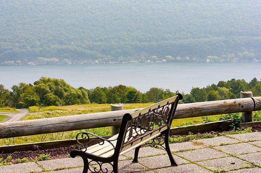 Bench Overlooking Honeoye Lake in the Finger Lakes region of New York