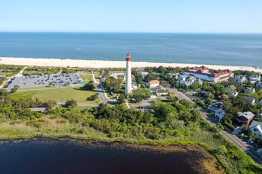 Aerial view of Cape May Point State Park in Cape May, New Jersey
