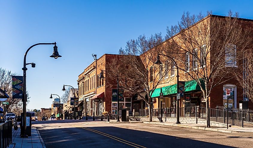 Downtown Wake Forest, North Carolina in winter