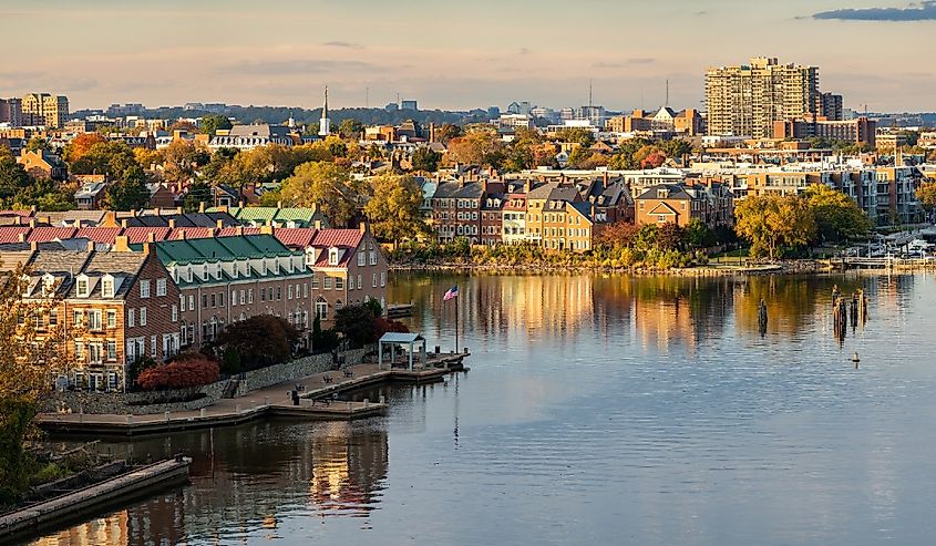 The historic city of Alexandria, Virginia, along the Potomac River.