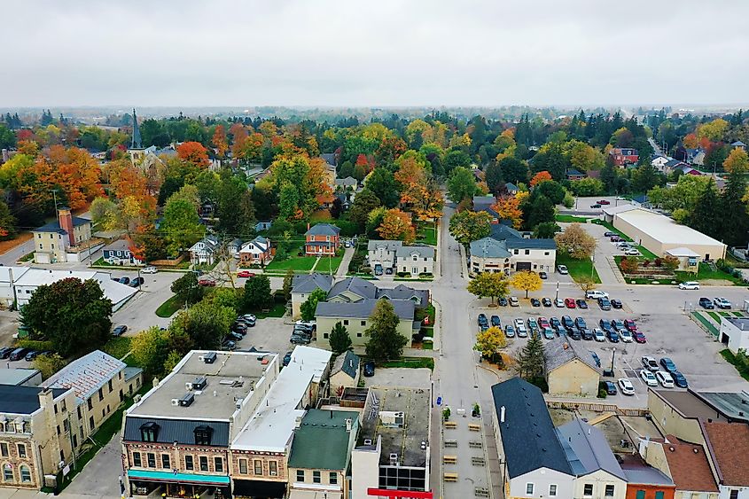 An aerial view of Fergus, Ontario