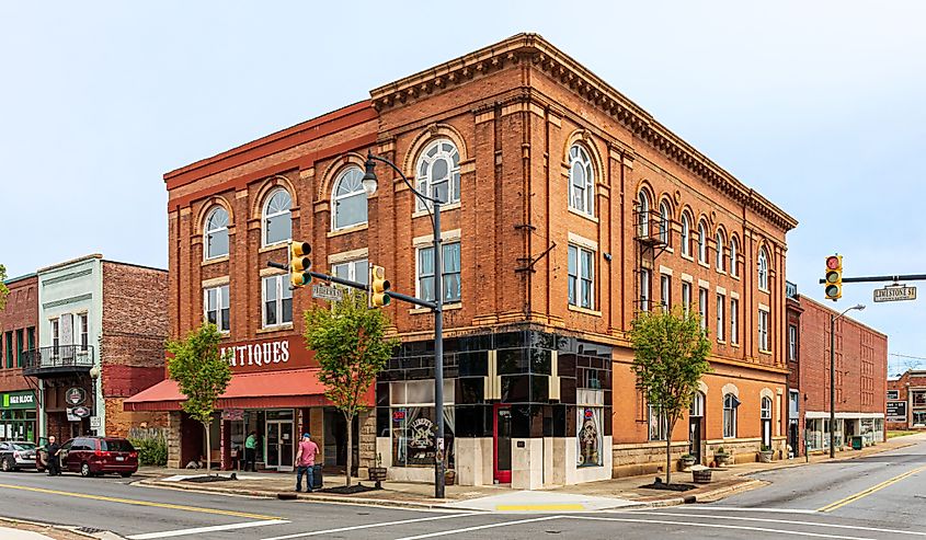 Downtown historic building at corner of Limestone and Frederick Streets.