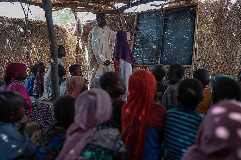 A school in N'Djamena, Chad with very basic facilities.