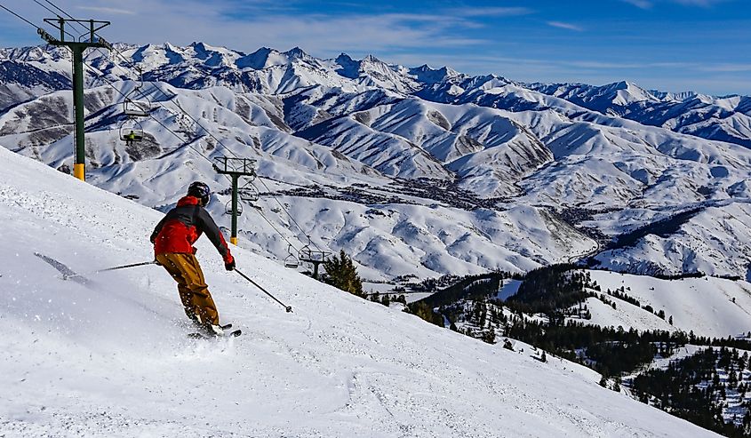 Downhill skiing in Sun Valley, Idaho.