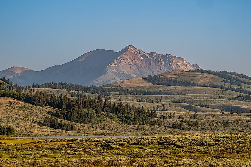 Electric Peak Towers Over Foothills in Yellowstone National Park.