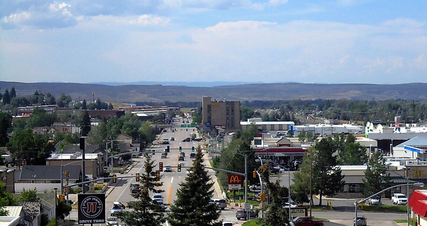 Downtown Evanston, Wyoming, along Front Street, looking north from I-80.