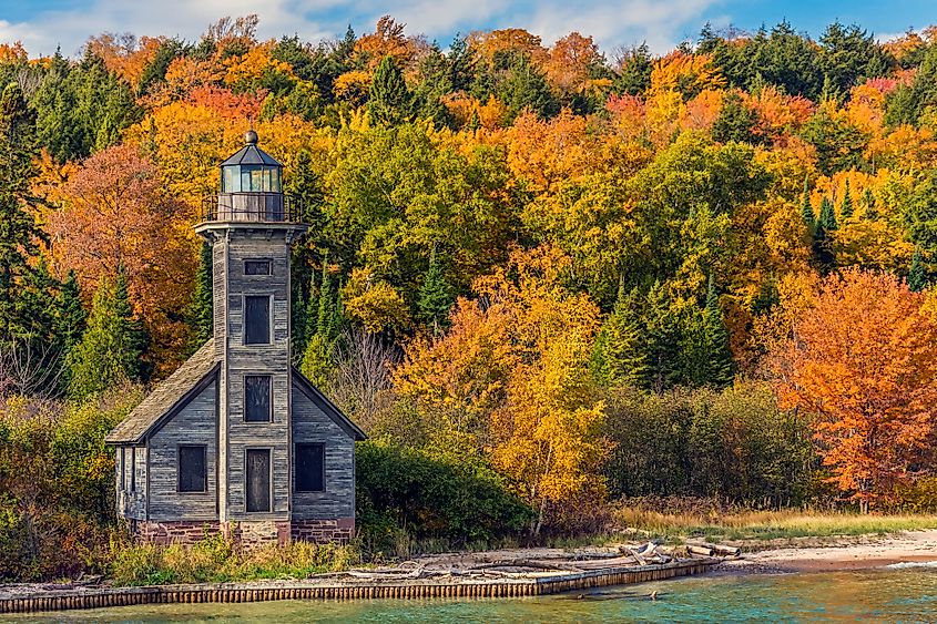 East Channel Lighthouse on Grand Island, Munising, Michigan.