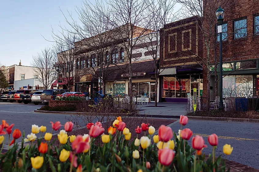 Beautiful downtown area of Hendersonville, North Carolina