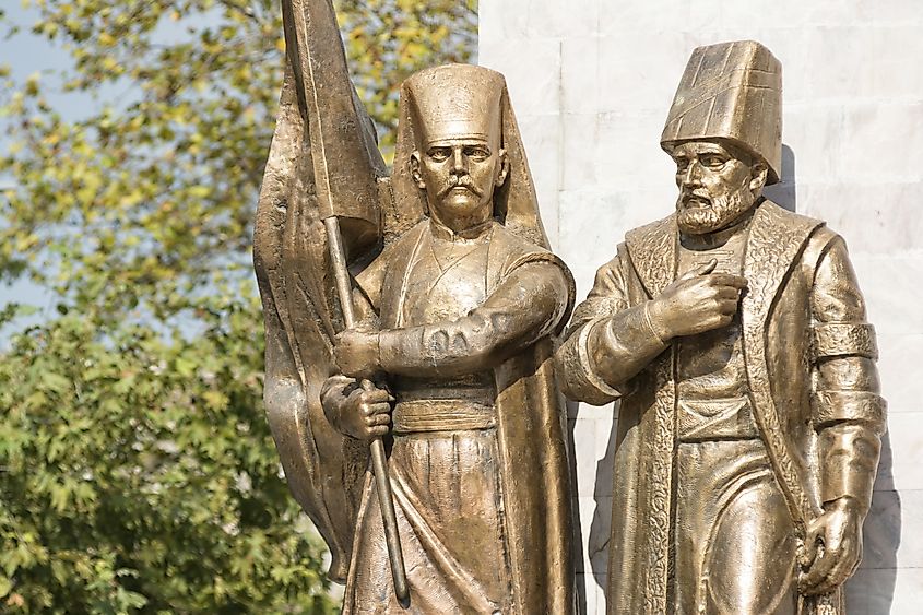 Statues of An Ottoman Pasha And Janissary in Istanbul, Turkey.
