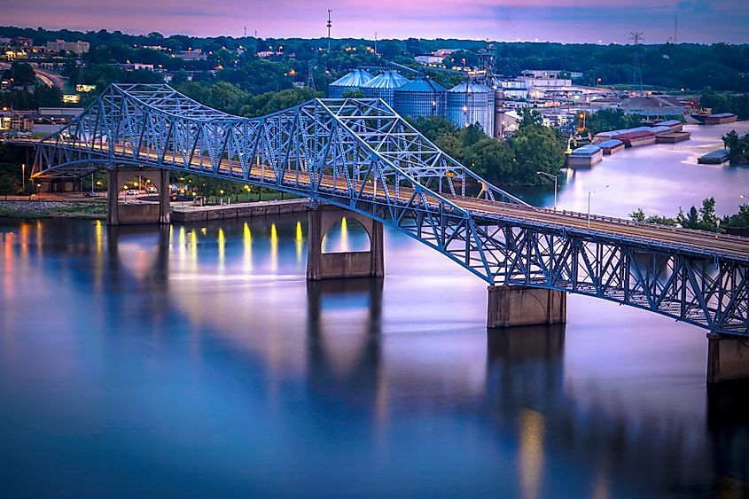 O'Neal Bridge over the Tennessee River between Florence and Sheffield Alabama.