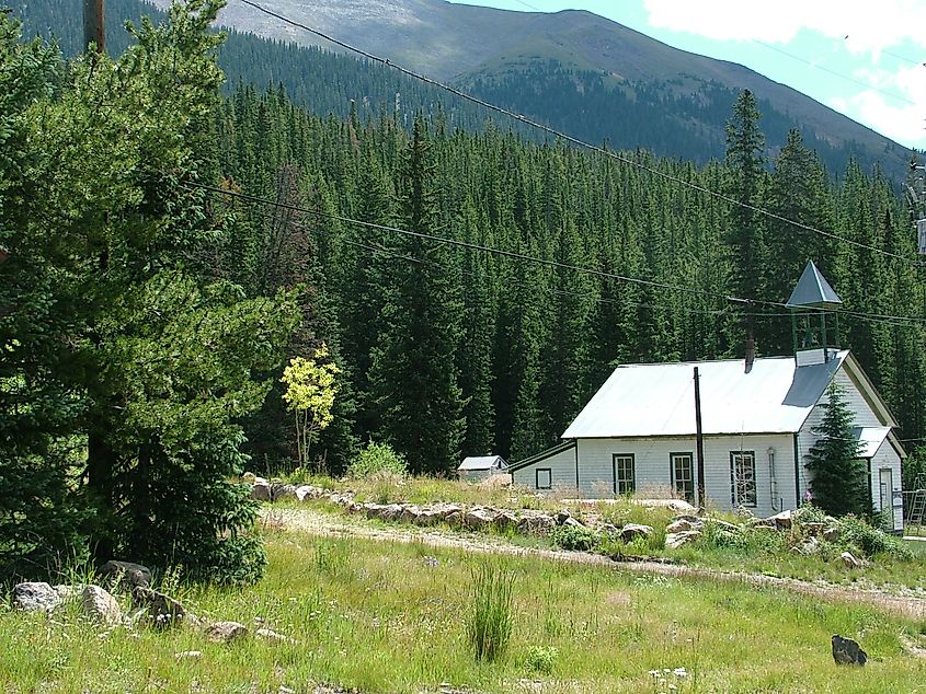 The historic schoolhouse in Montezuma in the Colorado Rockies