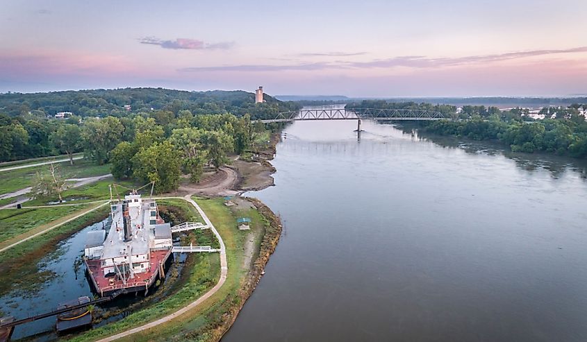 Dawn over the Missouri River at Brownville, Nebraska