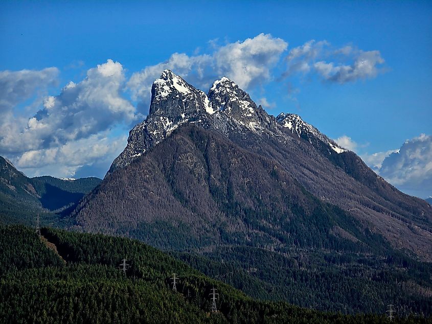 Baring and Grotto mountains on a beautiful day