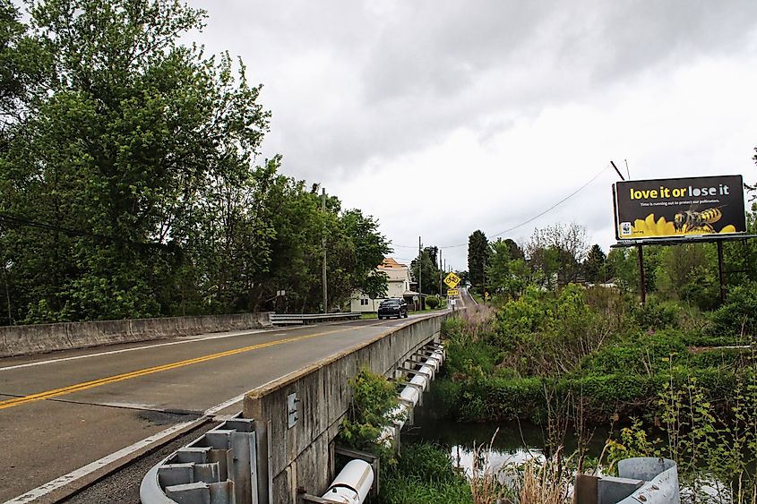 The site of the former Jacob's Creek bridge as the area appears in 2026.