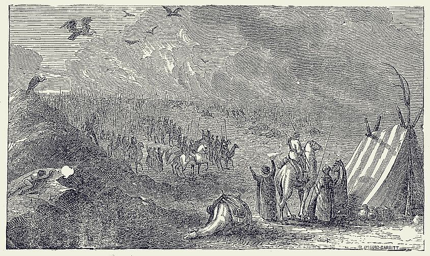 The Lost Army of Cambyses II, as depicted in a 19th-century engraving.
