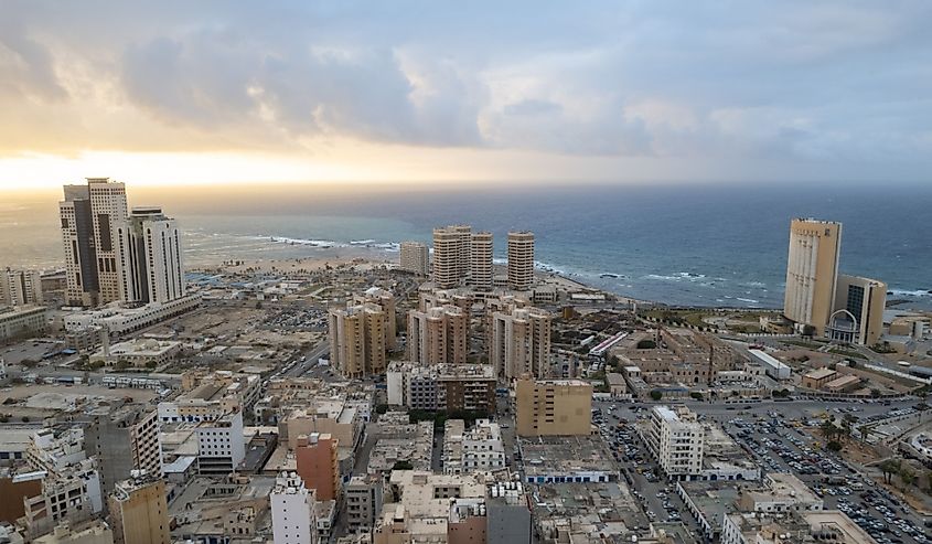 Capital of Libya, Tripoli seafront skyline view.