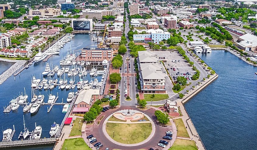 Aerial view of downtown Pensacola, Florida - Palafox Street