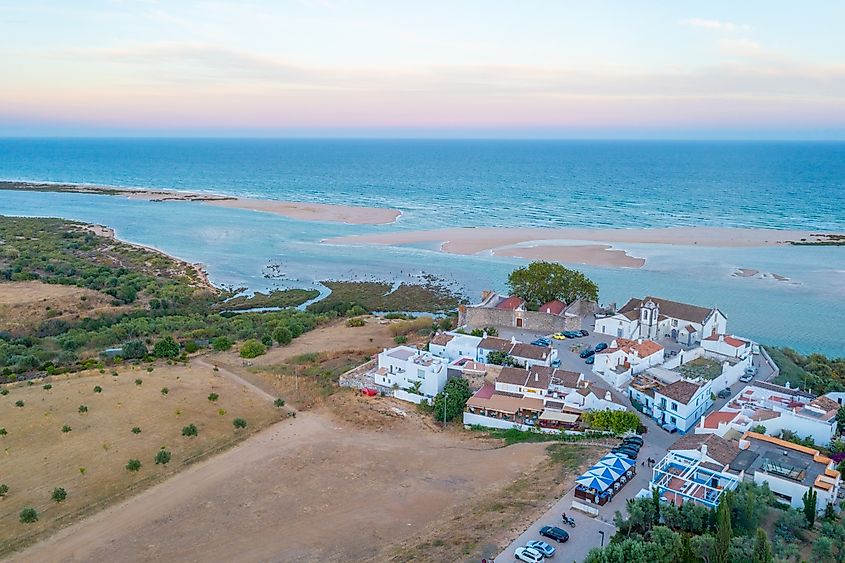 Aerial view of Cacela Velha in Portugal.