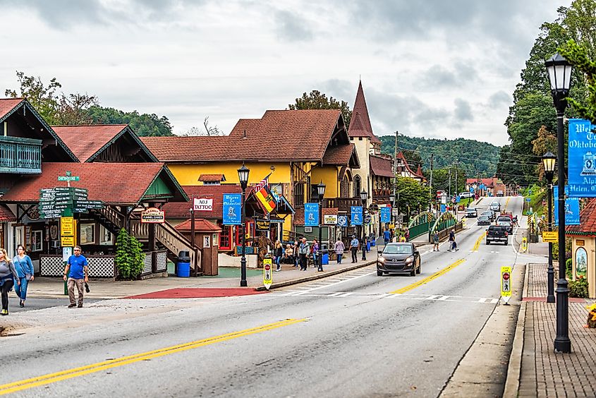 The Main Street in Helen, Georgia.