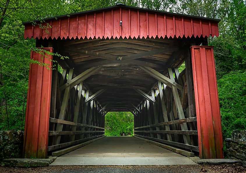 The Thomas Mill Covered Bridge in Wissahickon Valley Park, Philadelphia