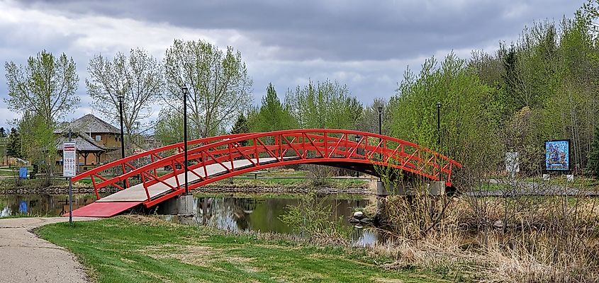 Beautiful bridge in Rotary Park in Stony Plain Alberta 